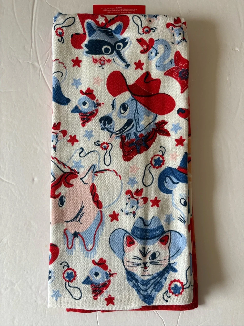 Kitchen Towels Cats Americana Western Attire Cowboy Hats Animals New Two Sets